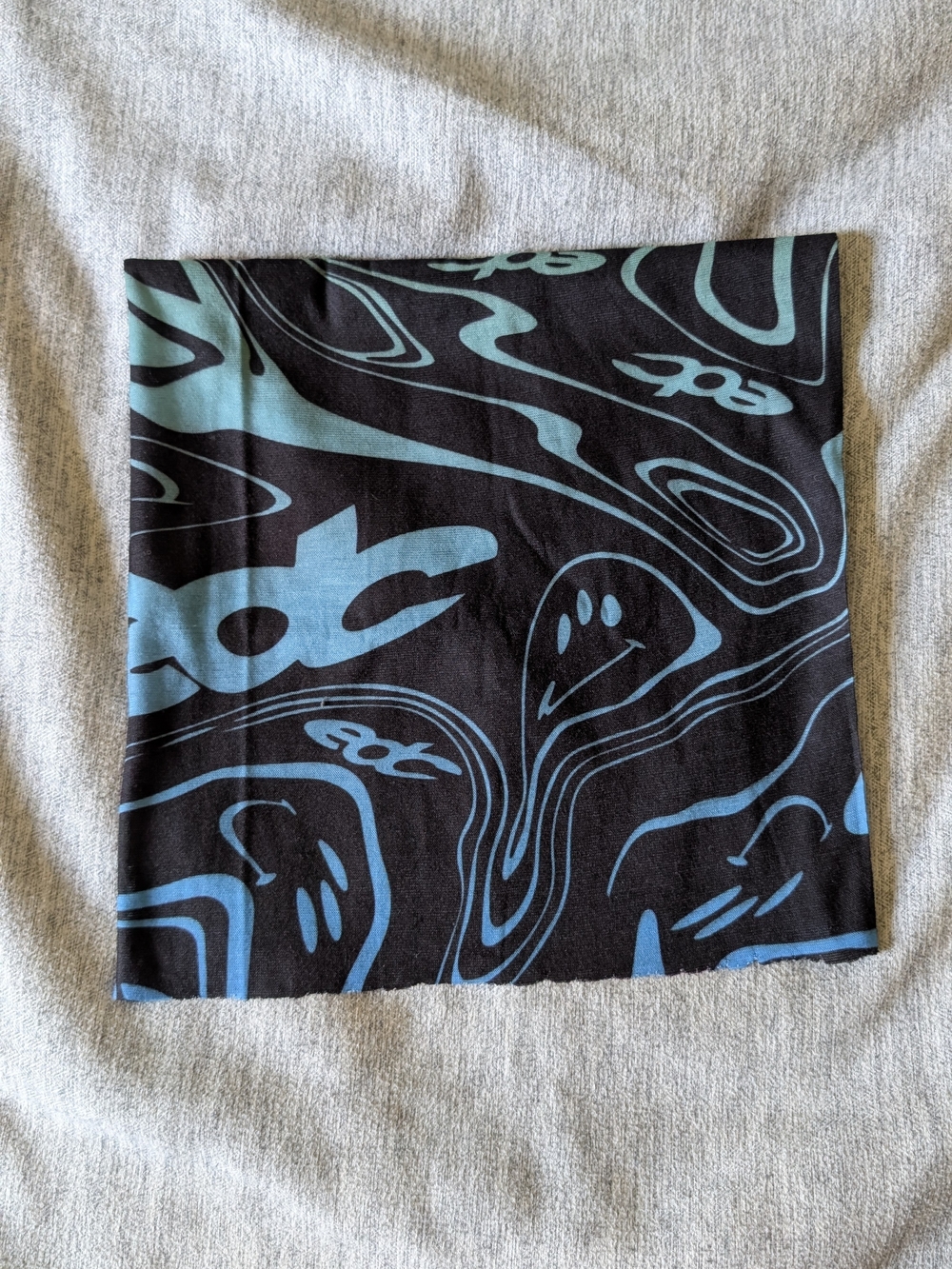 INSOMNIAC EDC NECK GATOR Black & Teal Abstract Pattern Bandana